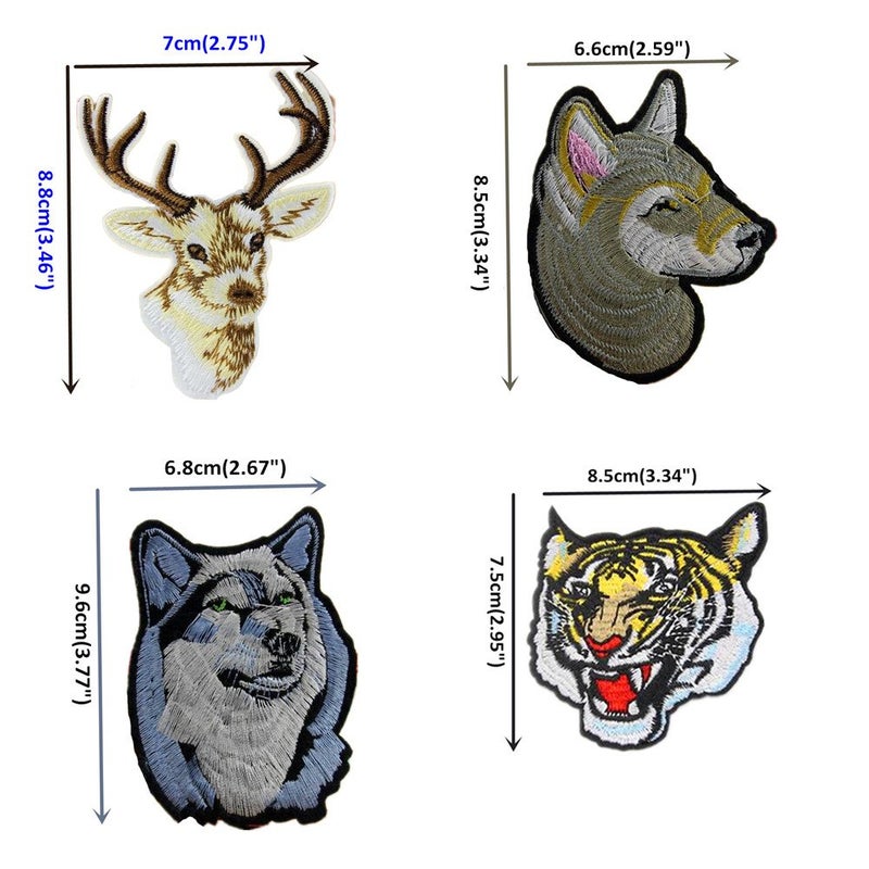 Zhiheng 13pcs Assorted Lion Tiger Leopard Wolf Deer Eagle Embroidered Safri Animal Patches Sew Iron on Applique Badge (Assorted) - Image 4